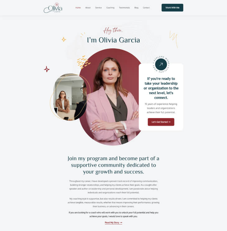 Olivia Female Executive - Coachify Theme
